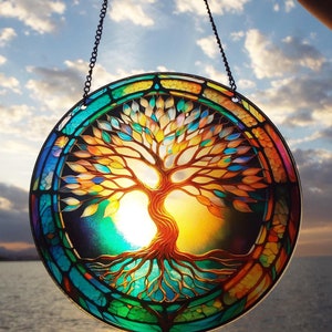 Tree of Life Suncatcher: Window Hanging Home Decor (5.90 inches)
