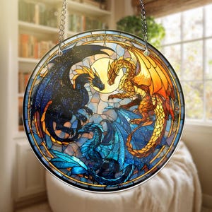 Fourth Wing Dragon GLASS Window Hanging Decor, Basgiath War College Window Suncatcher, Empyrean Series Ornament Decor, Fantasy Love Gifts