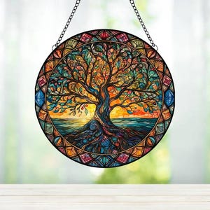 Tree of Life Stained Glass Suncatcher Celtic Tree Of Life GLASS Suncatcher Decor Spiritual Gift Memorial Gift Remembrance Gift