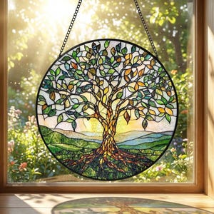 Tree of Life Stained Glass Suncatcher Tree of Life Window Hanging Tree Glass Art Tree Of Life Home Decor Mother's Day Gift S12